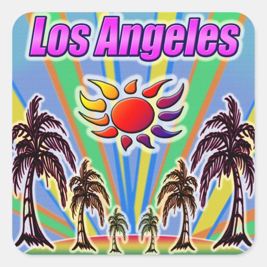 Los Angeles Summer Liebe Quadratischer Aufkleber (Vorderseite)