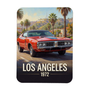Los Angeles Sunset Muscle Car 1972 Kalifornien Magnet