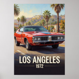 Los Angeles Sunset Muscle Car 1972 Kalifornien Poster