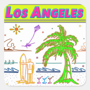 "Los Angeles" Surfer Beach Aufkleber