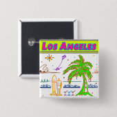 "Los Angeles" Surfer Beach Button (Vorne & Hinten)
