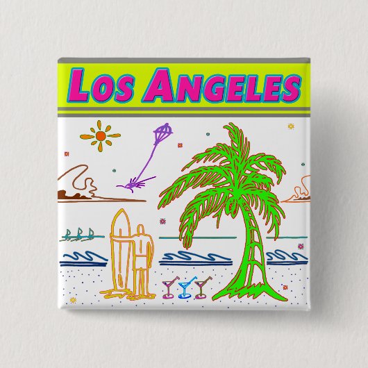 "Los Angeles" Surfer Beach Button (Vorderseite)