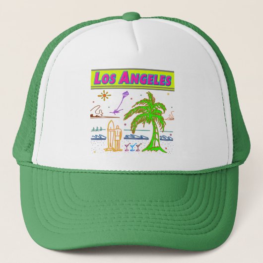 "Los Angeles" Surfer Beach Hat Truckerkappe (Vorderseite)