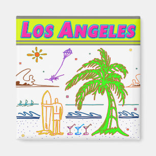 "Los Angeles" Surfer Beach Magnet