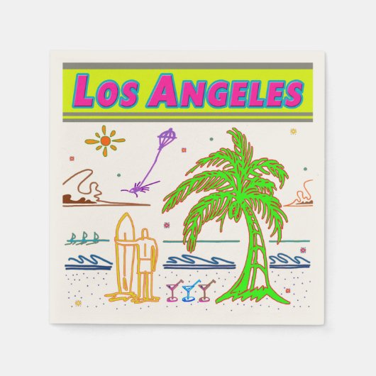"Los Angeles" Surfer Beach Napkins Serviette (Vorderseite)