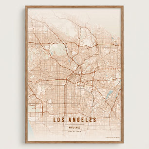 Los Angeles Terrakotta Karte LA Wandkunst Poster G