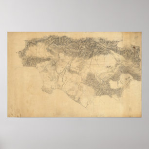 Los Angeles und San- Bernardinotopographie Poster