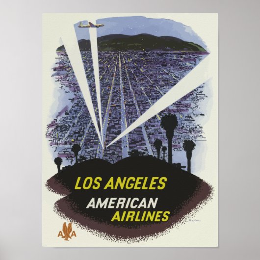 Los Angeles USA Aviation Airline Vintage Travel Poster (Vorne)