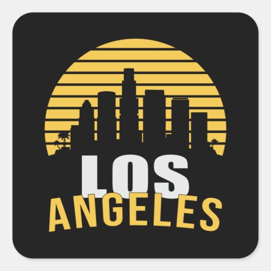 Los Angeles USA City Cityscape Skyline Funny Gift Quadratischer Aufkleber (Vorderseite)