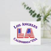 Los Angeles USA Patriotic Red, White & Blue Logo Postkarte (Stehend Vorderseite)