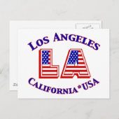 Los Angeles USA Patriotic Red, White & Blue Logo Postkarte (Vorne/Hinten)