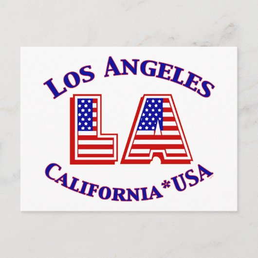 Los Angeles USA Patriotic Red, White & Blue Logo Postkarte (Vorderseite)