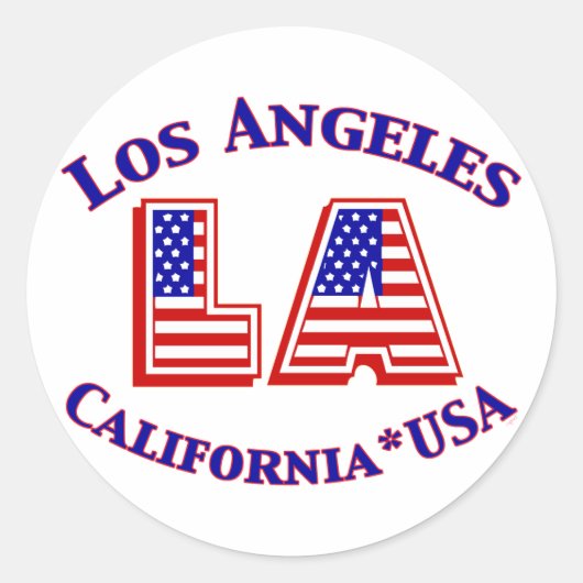 Los Angeles USA Patriotisches Logo Runder Aufkleber (Vorderseite)