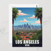 Los Angeles USA Skyline Palm Trees Travel Postkarte (Vorne/Hinten)