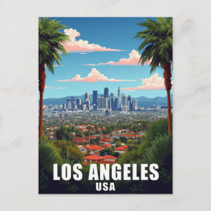 Los Angeles USA Skyline Palmen Reise Postkarte