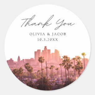 Los Angeles Vielen Dank Gastgeschenk Hochzeit DTLA Runder Aufkleber
