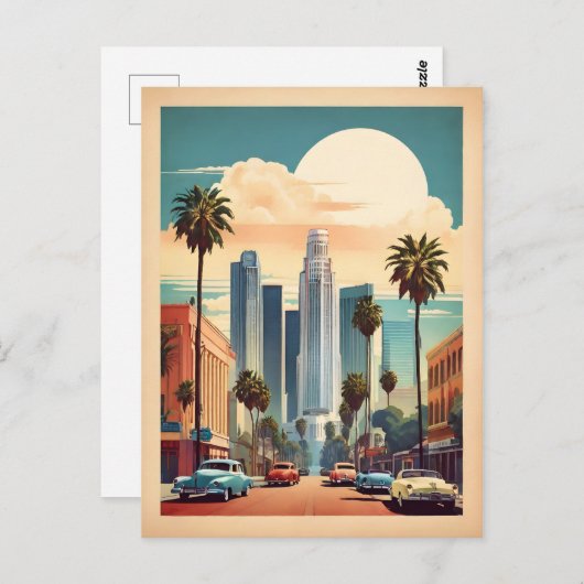 Los Angeles Vintage Poster Postkarte (Vorne/Hinten)