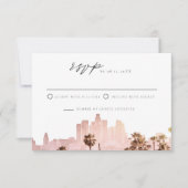 LOS ANGELES Watercolor Skyline Wedding RSVP Einladung (Vorderseite)