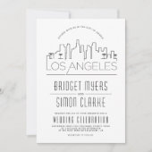 Los Angeles Wedding | Stilisierte Skyline-Einladun Einladung (Vorderseite)