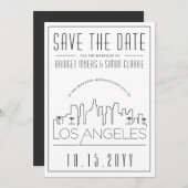 Los Angeles Wedding Stylized Skyline Save the Date Einladung (Vorne/Hinten)
