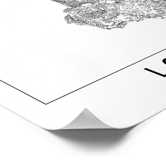 Los Angeles White Map Poster (Ecke)