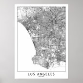 Los Angeles White Map Poster (Vorne)