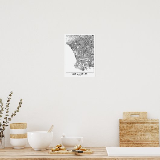 Los Angeles White Map Poster (Küche)