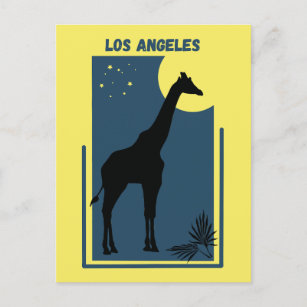 Los Angeles Zoo California Vintage Giraffe Postkarte