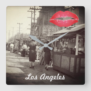 Los Angles California 1935 Olivera Street Foto Quadratische Wanduhr