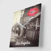 Los Angles California 1935 Olivera Street Foto Quadratische Wanduhr (Winkel)