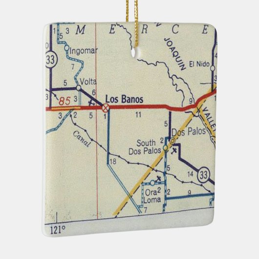 Los Banos CA Retro Map Keramikornament (Rechts)
