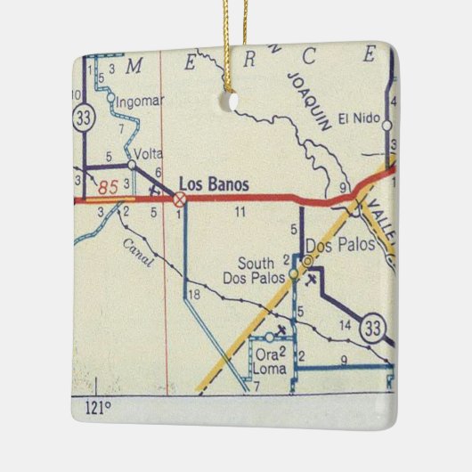 Los Banos CA Retro Map Keramikornament (Links)