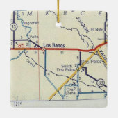Los Banos CA Retro Map Keramikornament (Rückseite)