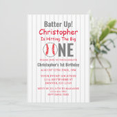 Los! Baseball 1. Geburtstag Einladung (Stehend Vorderseite)