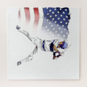 Los! - Baseball Player und US Flag Jigsaw Puzzle (Horizontal)