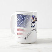 Los! - Baseball Player und US-Flagge Kaffeetasse (Vorderseite Links)