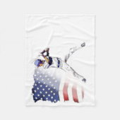 Los! - Baseballspieler und US-Flagge Fleecedecke (Vorderseite)