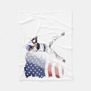Los! - Baseballspieler und US-Flagge Fleecedecke