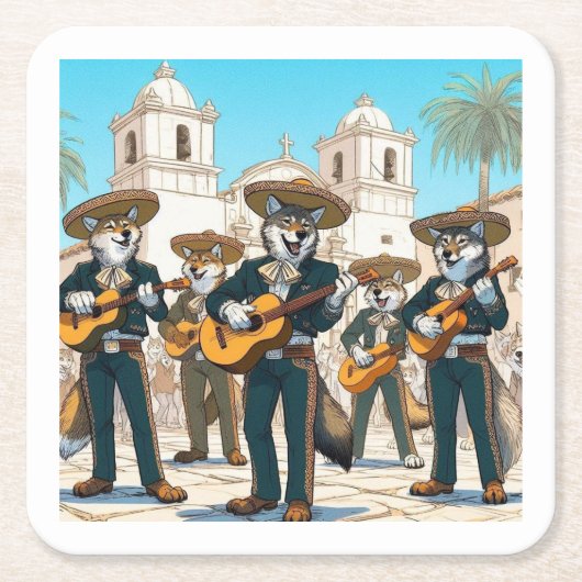 Los Coyotes Mariachi Rechteckiger Pappuntersetzer (Vorderseite)