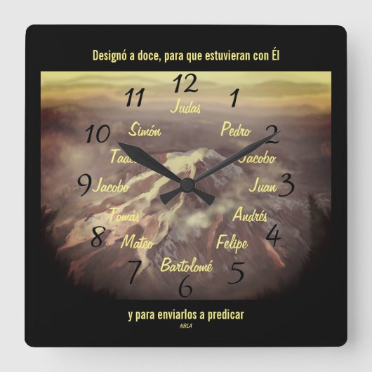 Los Doce Discípulos de Jesús Reloj de Pared Cuadra Quadratische Wanduhr (Vorderseite)