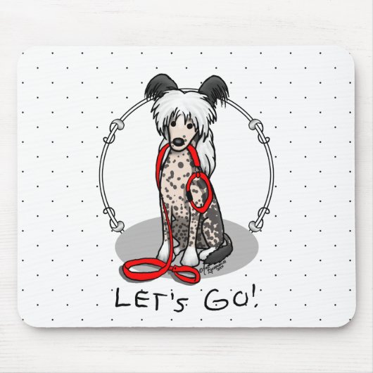 Los geht's! Chinesischer Crested Hund (hl blk wh 1 Mousepad (Vorne)