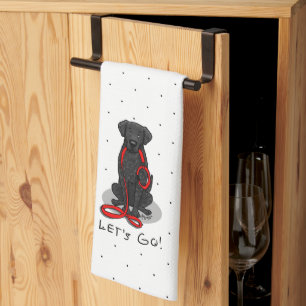 Los geht's! Curly-Coated Retriever Hund (schwarz)  Geschirrtuch
