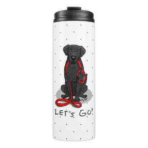 Los geht's! Curly-Coated Retriever Hund (schwarz) Thermosbecher