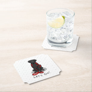 Los geht's! Curly-Coated Retriever Hund (schwarz)  Untersetzer