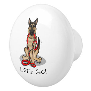 Los geht's! Deutscher Schäferhund (schwarz-loh) Keramikknauf