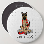 Los geht's! Deutscher Schäferhund (schwarz-rot) Button (Vorne & Hinten)