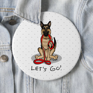 Los geht's! Deutscher Schäferhund (schwarz-rot) Button