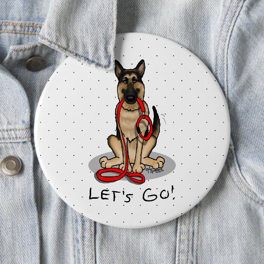 Los geht's! Deutscher Schäferhund (schwarz-rot) Button (Beispiel)
