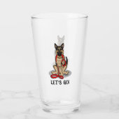 Los geht's! Deutscher Schäferhund (schwarz-rot) Glas (Rückseite)