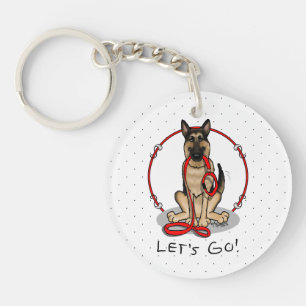Los geht's! Deutscher Schäferhund (schwarz-rot) Schlüsselanhänger
